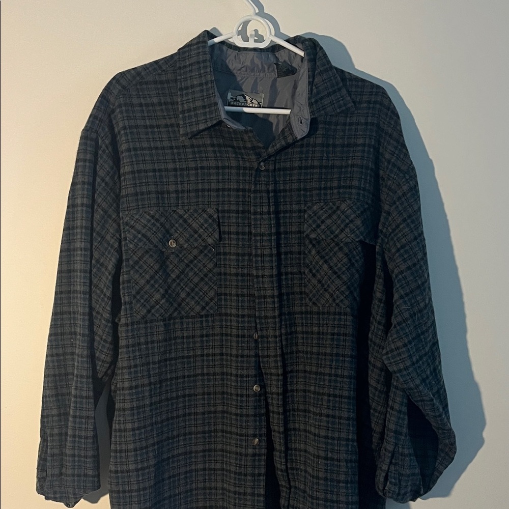 Men’s Plaid Button-Up Shirt XXL